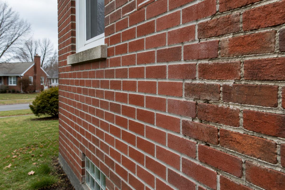Illustrative image of a brick wall with freshly tuckpointed mortar joints